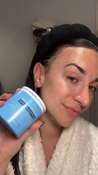Lily Wohlner before applying the Peter Thomas Roth Goodbye Acne Max Complexion Correction Pads